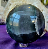 LG. Banded Fluorite Crystal Sphere 💜💚🔮💙🩵