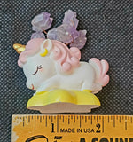 Sleepy Unicorn on Yellow Cloud w/Wire Wrapped Amethyst Crystal Tree Figuring 💛☁️💤🦄🩷