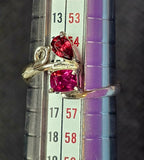 925 Sterling Silver Bypass Ring w/Garnet & Ruby Gemstones ❤️✨💍🩷🤩😍