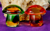LG. Glass Blown 'Crystal' Mushroom 💚❤️🍄🍄🍄🧡💛