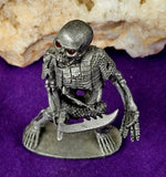 Vintage Antique Pewter Skeleton Warrior Figurine w/Red Eyes 💀🦴❤️⚔️🗡️