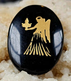 Black Obsidian Gold Etched Zodiac Palmstone ✨🖤⚜️⚖️♈♏♎