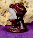 Strawberry Quartz Kitty Grim Reaper w/ Snow Agate Crystal Raven Figurine 😍🐦‍⬛✨🥹🐈💀