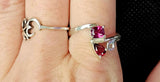 925 Sterling Silver Bypass Ring w/Garnet & Ruby Gemstones ❤️✨💍🩷🤩😍