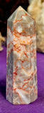 Red Veined Jasper Crystal Tower w/Gold Etched Moons & Stars ✨🌙♥️🍒
