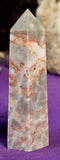 Red Veined Jasper Crystal Tower w/Gold Etched Moons & Stars ✨🌙♥️🍒