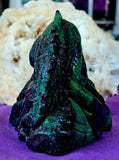XL Zoisite & Ruby Crystal Lizard on Rock Carving 💚🦎✨🤯🩷🪨