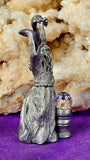 Vintage Antique Pewter Wizard Figurine w/Crystal Ball 🔮✨🩶🧙‍♂️🧙‍♀️