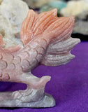 XL Peach Calcite Crystal Asian Themed Dragon Statue ✨ 🤩 🤯 🐲🐉🧡🍑