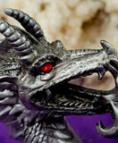Vintage Antique Pewter Dragon Bust Figurine w/Red Eyes 🐲❤️🔥🩶🐉