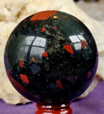 Bloodstone Crystal Sphere w/Pyrite Inclusions 🔮✨🖤🩸⚜️