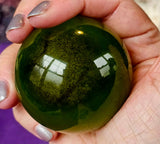 Peridot Olive Green Cats Eye Crystal Sphere 💚🔮✨🫒
