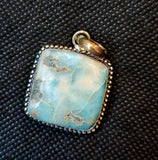 Larimar Crystal Square Shaped Silver Necklace 📿✨💎🌊