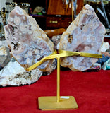 XXL Pink Amethyst Crystal Butterfly on Gold Brushed Metal Display Stand 🩷✨🦋