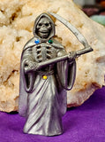 Vintage Antique Pewter Grim Reaper w/Gem Accents ✨⚰️💀☠️🔮💎