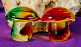 LG. Glass Blown 'Crystal' Mushroom 💚❤️🍄🍄🍄🧡💛