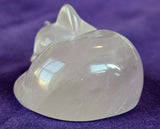 MD. Rose Quartz Crystal Sleeping Kitty Cat Carving ✨🐈🐾😴😺🌹