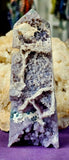 MD. Partially Polished/Raw Grape Agate Obelisk Crystal Tower w/Calcification Included 💜🍇💚