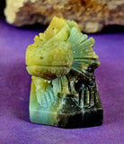 Caribbean Calcite Crystal Hand Carved Basilisks Lizard