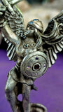 Vintage Pewter Winged Valkyrie Figurine w/Crystals