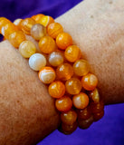 Dyed Orange Agate Crystal Stretch Bracelet 📿✨🧡🍊🤍