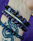 Cubic Shaped Charoite Crystal Stretch Bracelet 📿✨💜🤩🤯🖤