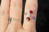 925 Sterling Silver Round Cut Garnet & Ruby Bypass Ring ❤️✨💎💍🩷