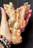 XL Mixed Calcite Crystal Dragon Skull Carving ✨🐲❤️🤍🤯🐉💀