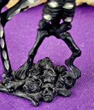 Vintage Antique Pewter Black Skeleton Dragon Staff Figurine 💀🪾🧙‍♂️🖤🩸
