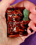 Brecciated Jasper Kitty Grim Reaper w/Green Aventurine Crystal Raven Figurine 😍🐦‍⬛✨🥹🐈💀