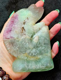 LG. Rainbow Fluorite Crystal Lizard Climbing Rock Sculpture 🪨🦎💚☪️✨😍