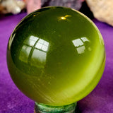 Peridot Olive Green Cats Eye Crystal Sphere 💚🔮✨🫒
