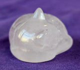 MD. Rose Quartz Crystal Sleeping Kitty Cat Carving ✨🐈🐾😴😺🌹