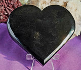 LG. Silver Sheen Obsidian w/Gold Lotus Etched Crystal Heart 🖤🪷😍✨🩶⚜️