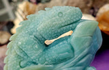 Hand Carved Caribbean Calcite Crystal Stone Iguana  Lizard Figurine 🦎🐚🌊