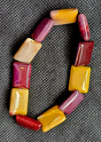 Rectangular Shaped Mookaite Jasper Crystal Stretch Bracelet 📿✨❤️🧡💛💜