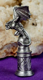 Vintage Antique Pewter Gargoyle Figurine On Pedestal