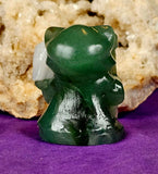 Green Aventurine Kitty Grim Reaper w/Snow Quartz Crystal Raven Figurine 😍🐦‍⬛✨🥹🐈💀