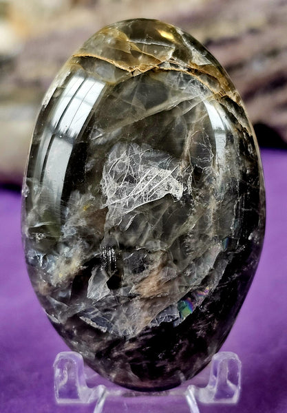 Black Moonstone Crystal Palmstone 🌘🌚🌙✨🖤