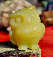 Lemon Jade Crystal Owl Figurine 🦉💚🍋