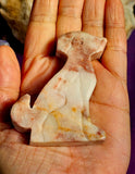 Strawberry Jasper Crystal Dog w/Inner Wolf Silhouette Carving 🐕🤍✨🐺🍓