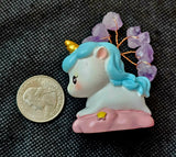 Unicorn Figurine w/Wire Wrapped Amethyst Crystal Tree on Pink Cloud 🩷☁️🦄