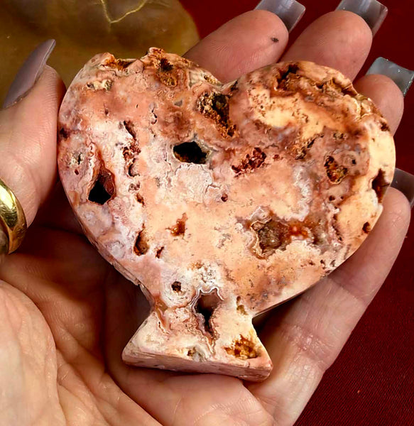 Mexican Lace Agate Heart Carving #3 ❤️