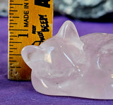 MD. Rose Quartz Crystal Sleeping Kitty Cat Carving ✨🐈🐾😴😺🌹