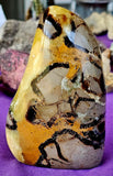 LG. UV Reactive Polished Septarian Crystal Freeform 💛✨🤩🖤