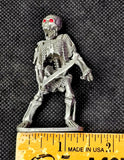 Vintage Antique Pewter Skeleton Warrior Figurine w/Red Eyes 💀🦴❤️⚔️🗡️