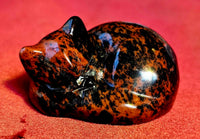 Mahogany Obsidian Sleeping Kitty Carving 🖤🐾🐈‍⬛❤️