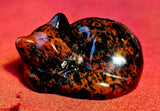 Mahogany Obsidian Sleeping Kitty Carving 🖤🐾🐈‍⬛❤️