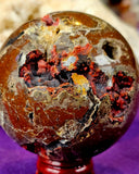 ✨RARE✨ Partially Raw/Polished Fire Agate Crystal Sphere 🔮🤩🤯🥵🌹🔥