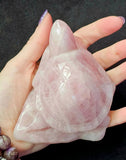 MD-LG. Rose Quartz Crystal Turtle on Rock Carving ✨🩷🌹🐢🪨